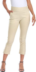 HDE Pull On Capri Pants for Women with Pockets - Comfortable Elastic