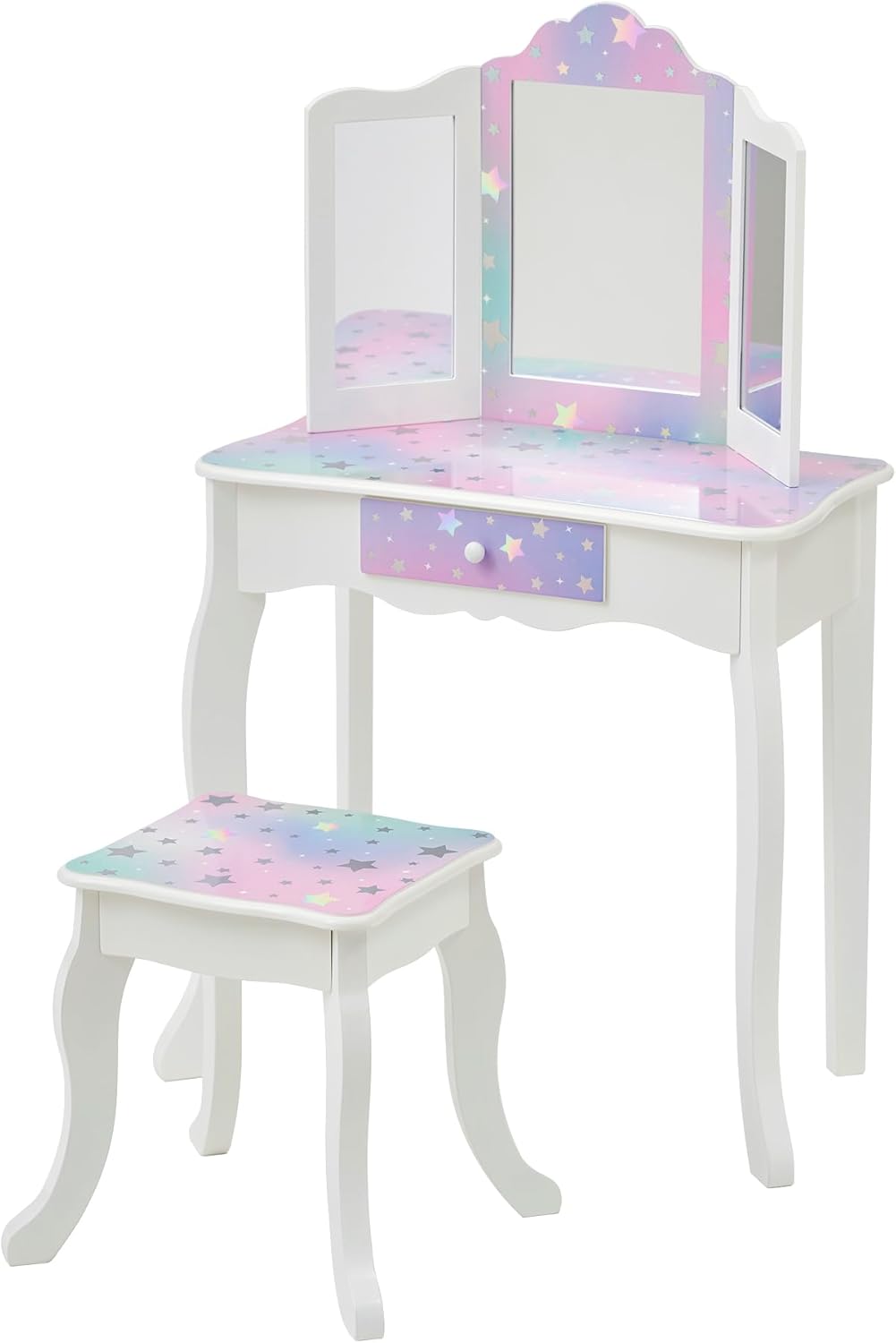 Teamson Kids Vanity Set with Mirror and Stool for Little Girls