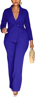 Kafiloe Women Double Breasted Blazer Pants Suit 2 Piece - Sleek Office
