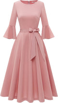 HomRain Women's Vintage Bell Sleeve Midi Dress - Versatile Wedding