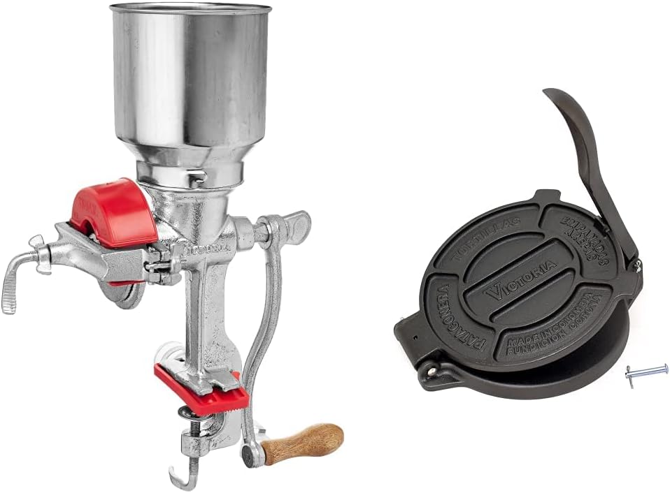Victoria Manual High Hopper Grain Grinder and Tortilla Press