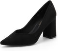 Womens High Chunky Closed Toe Block Heels Pointed Toe (Style NVWG)