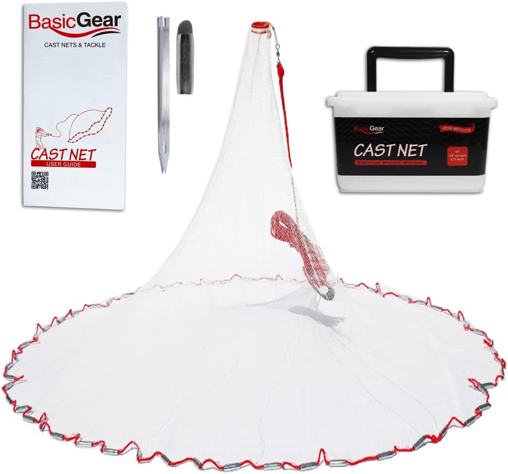 Cast Net for Bait Fishing | 3ft-12ft Radius, Heavy Duty Design