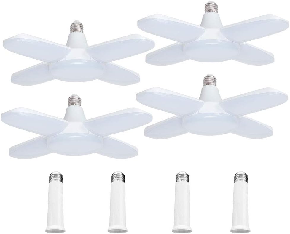 4 Pack LED Garage Lights with 360 Foldable Design for Brightness