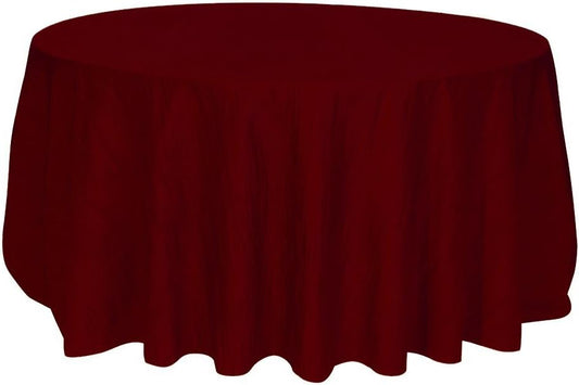 132 Inch Round Crinkle Taffeta Tablecloth in Burgundy for Events