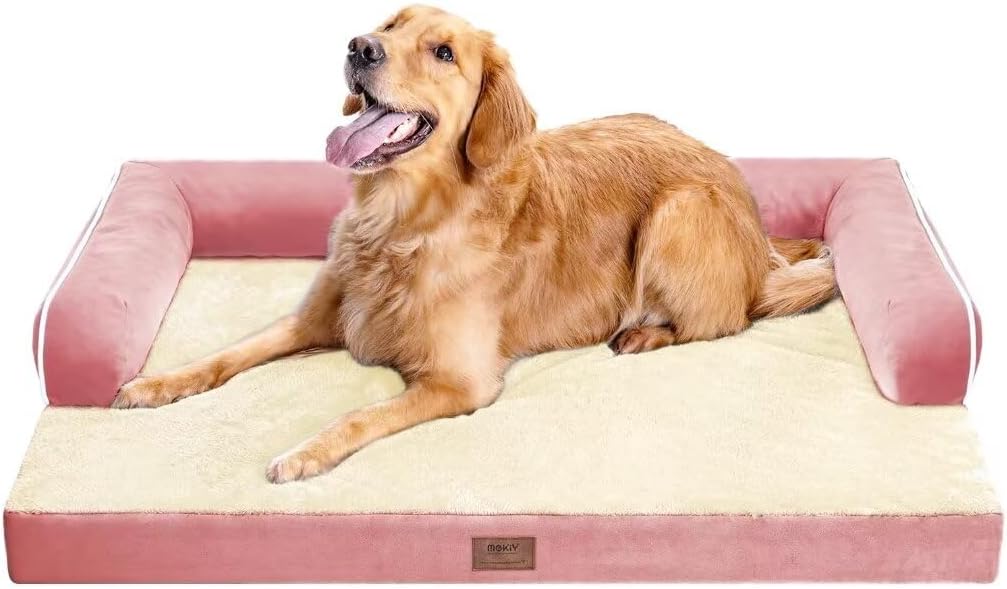 Large Dog Bed Orthopedic Washable for Big Dogs - Pink XL