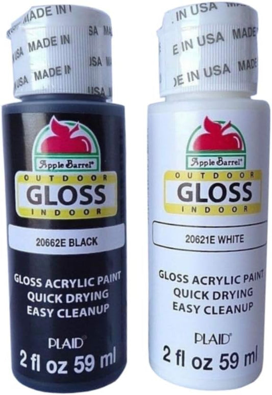 Apple Barrel Gloss Paint Set - Black & White (2 oz) - Indoor/Outdoor