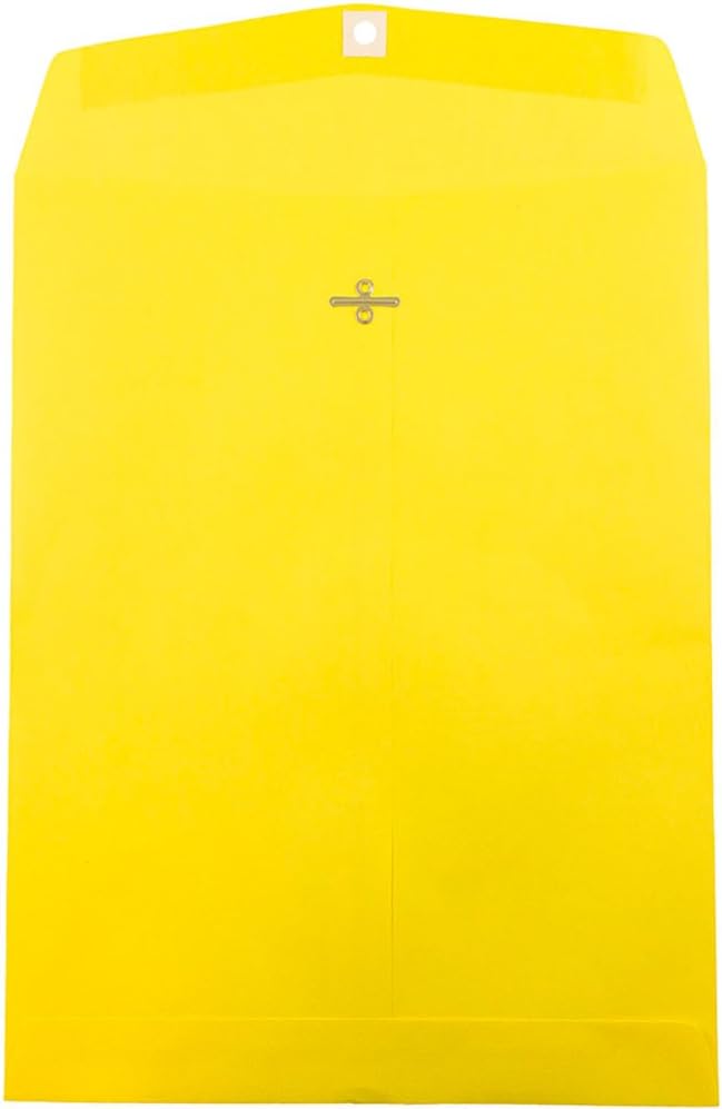 JAM PAPER 10 x 13 Yellow Recycled Envelopes with Clasp Closure
