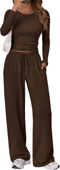 Women's 2 Piece Spandex Blend Lounge Set - Crop Top & Wide Leg