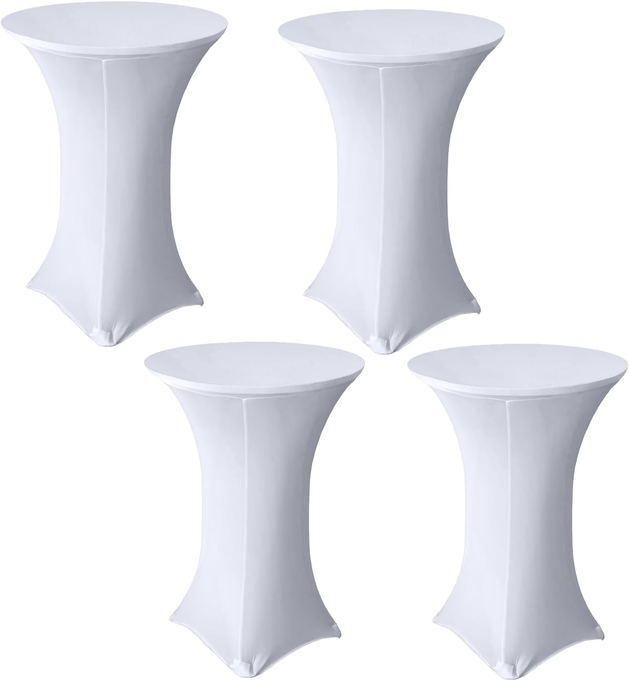 Set of 4 White Spandex Table Covers - Perfect for Parties!