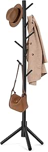 WANGMUXIA Coat Rack Wooden Freestanding with 8 Hooks - Adjustable