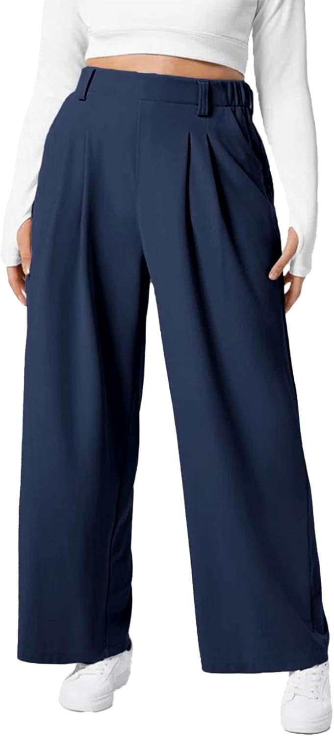 Eytino Womens Plus Size Wide Leg Dress Pants for Comfort
