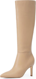 Knee High Boots Women Pointed Toe Tall Boots 3 in Stiletto Heel go