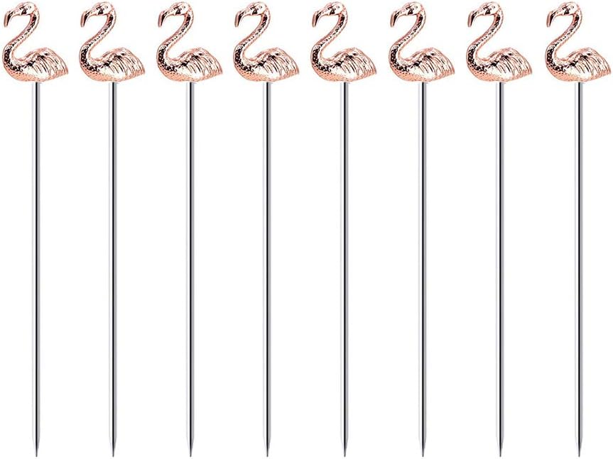 Reusable Rose Gold Flamingo Cocktail Picks - Pack of 8