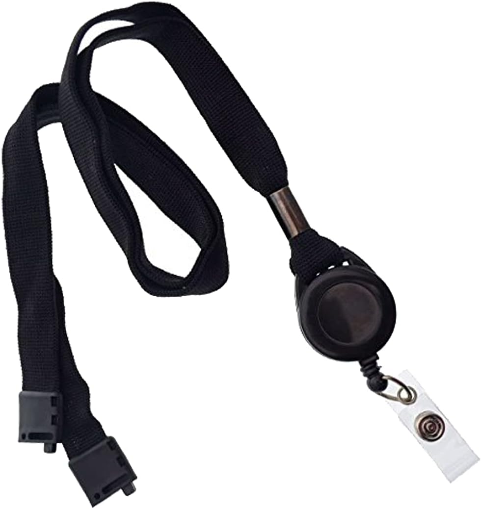 Comfort Black Breakaway Lanyard & Badge Reel Combo for ID Use