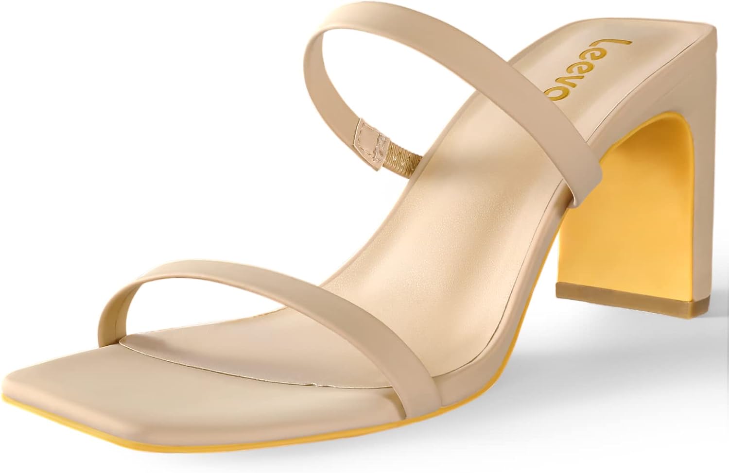 Leevar Square Toe Heels Sandals for Women - Trendy Chunky Style