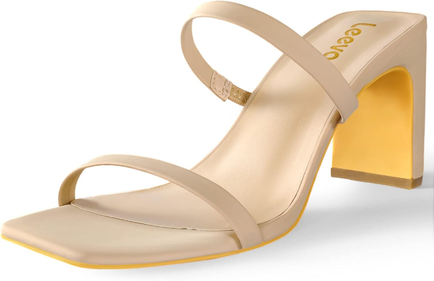 Leevar Square Toe Heels Sandals for Women - Trendy Chunky Style