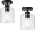 Black Modern Semi Flush Mount Ceiling Light - Compact Hallway Fixture