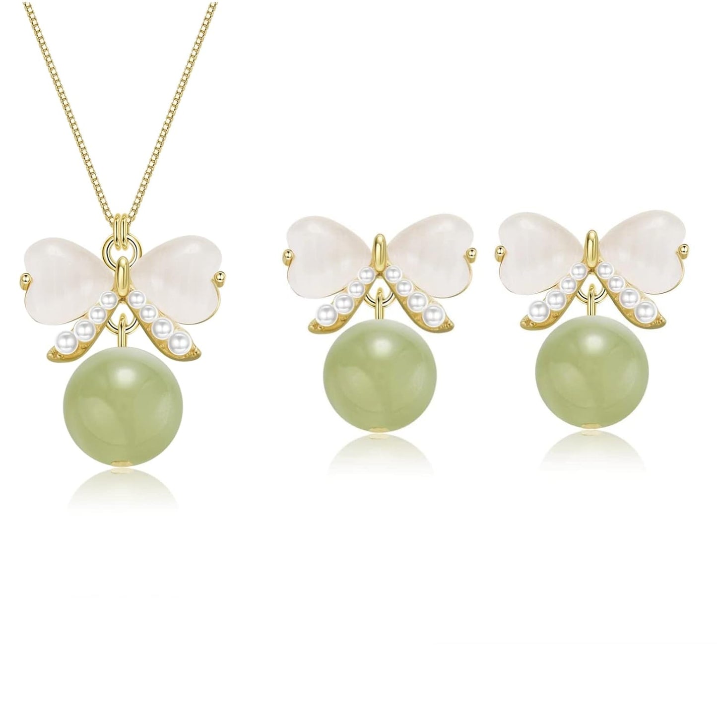 Natural Hetian Jade Jewelry Set for Women with Adjustable Choker