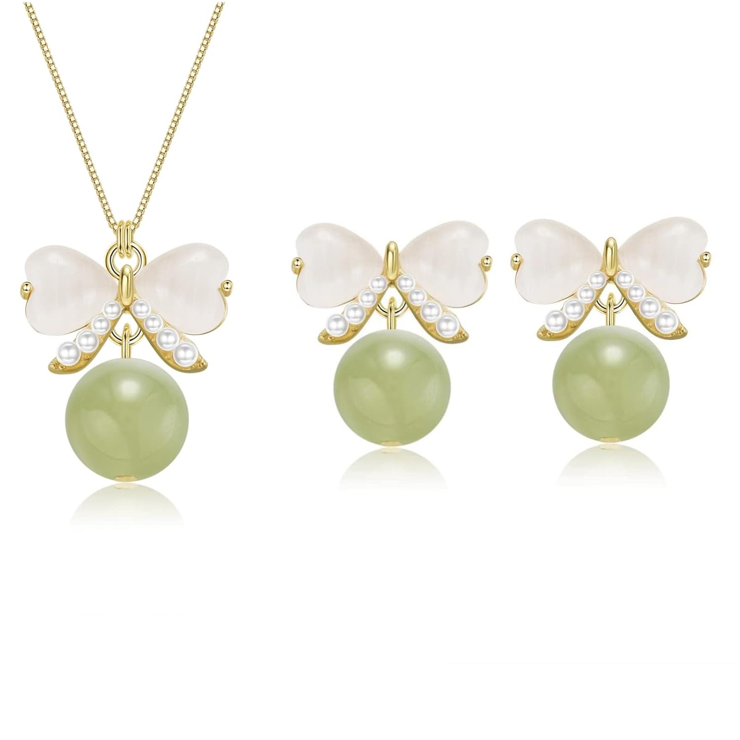 Natural Hetian Jade Jewelry Set for Women with Adjustable Choker