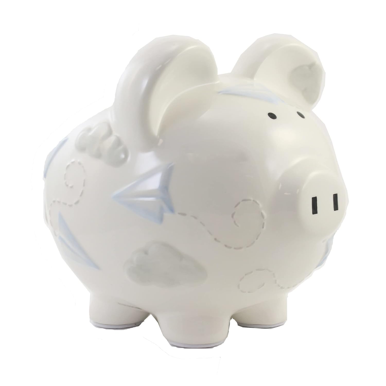 Child to Cherish Ceramic Piggy Bank for Boys with Airplane Design