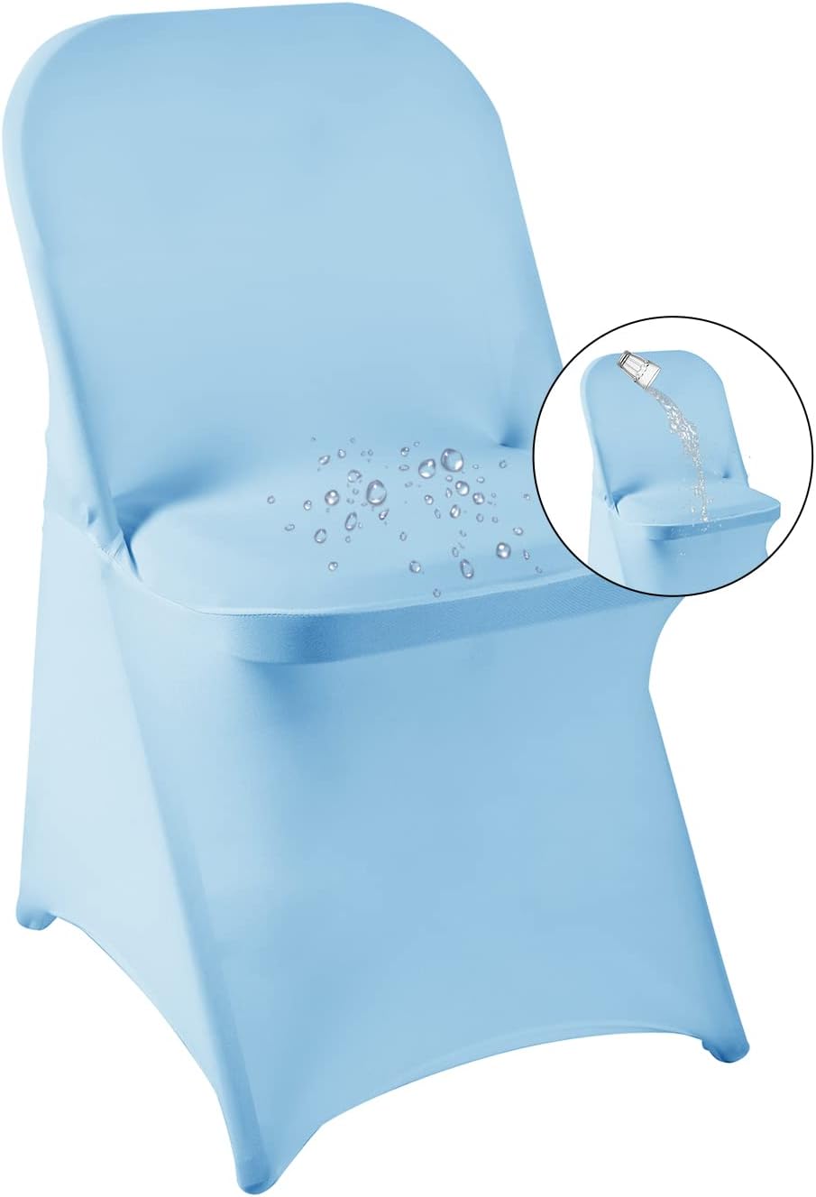 magalo 12 Pack Blue Mist Spandex Folding Chair Covers