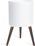12 Inch Mid-Century Planter Pot with Stand - Tall Indoor Plant Pot