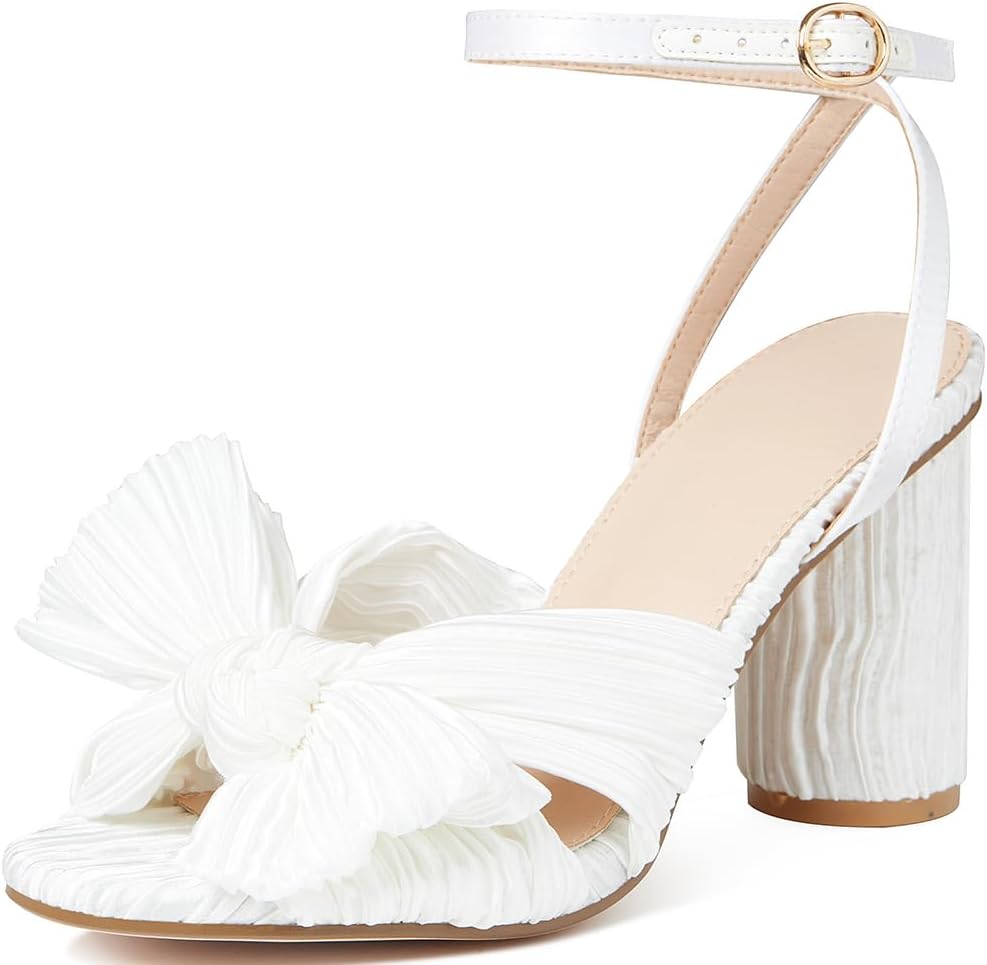 Lovee Cosee Women's Bow Knot Heeled Sandals for Weddings