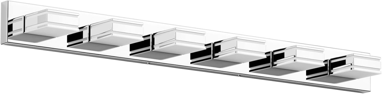 Chrome Bathroom Vanity Light Fixtures 48in 6-Light Modern LED