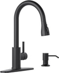 Black Kitchen Faucet with Pull Down Sprayer - Matte Black High Arc