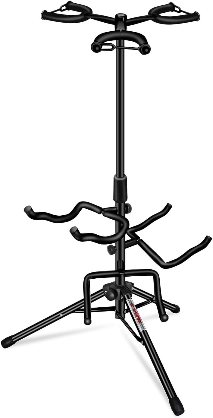 Universal Triple Guitar Stand: Floor Adjustable & Compact