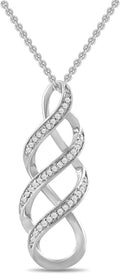 Elegant Sterling Silver Diamond Twist Pendant Necklace for Women