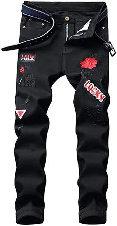 AITITIA Men's Ripped Regular Fit Jeans for Stylish Comfort
