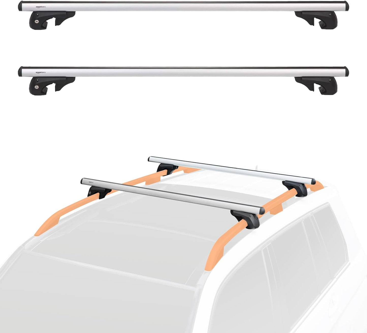 Cross Rail Roof Rack for Cars and SUVs, 52 inches, Black/Silver