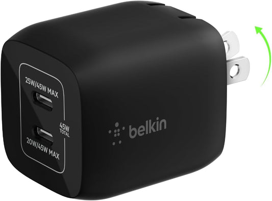 Belkin 45W Dual USB C Charger Block for Fast Charging Devices