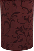 Transitional Drum Spider Lamp Shade in Red Flock Print - 8 in
