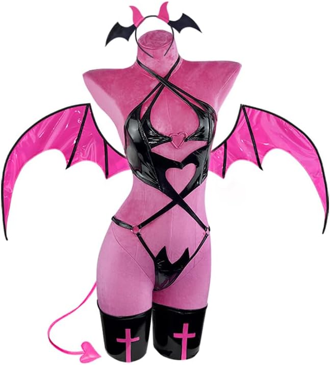 KORURACLUB Succubus Costume Premium PU Cosplay Lingerie Set