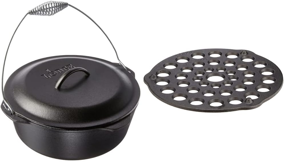 Lodge Cast Iron Dutch Oven and Trivet Bundle for Cooking