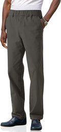Men's Cotton Relaxed Fit Elastic Waist Twill Pants - Pull-On Comfort