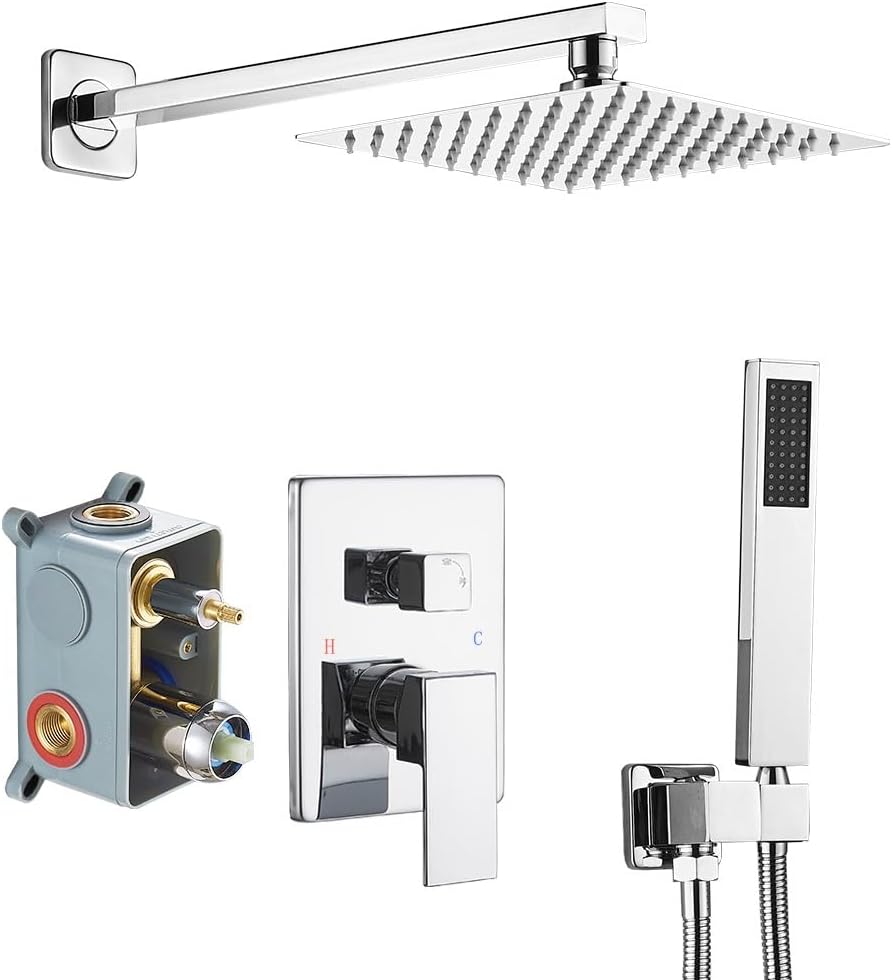 High Pressure Rainfall Shower System with Handheld Shower Head