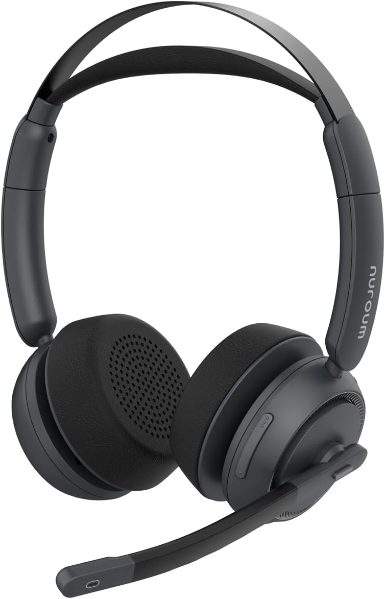 NUROUM Wireless Headset with Mic for Work and Calls