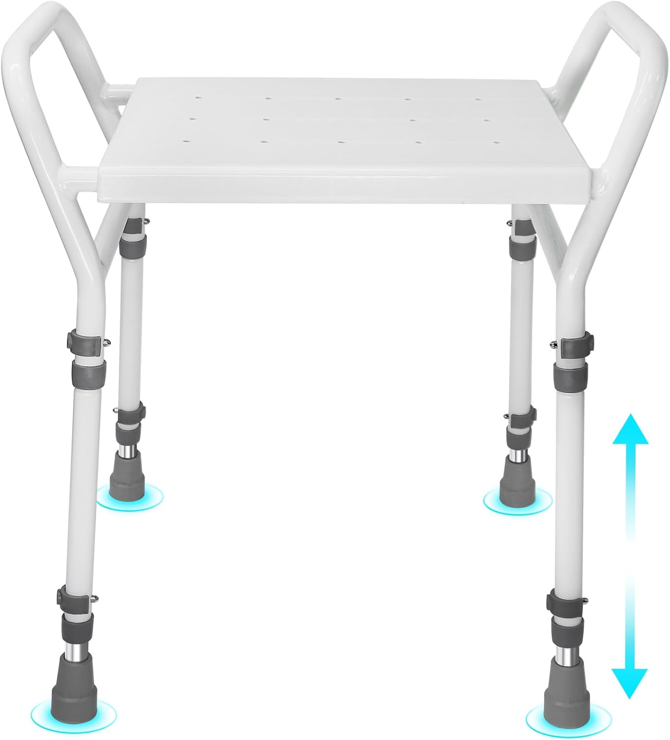 Adjustable Shower Chair Seat with Arm for Seniors and Disabled
