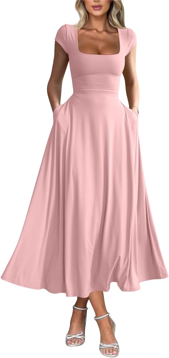 YMDUCH Women's Casual Maxi Dress with Pockets for Every Occasion