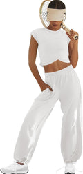 LAMISSCHE Womens Loungewear Set Two Piece - Comfortable Cropped Top