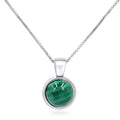 Natural Malachite 8mm Round Pendant Necklace - Dainty Gift