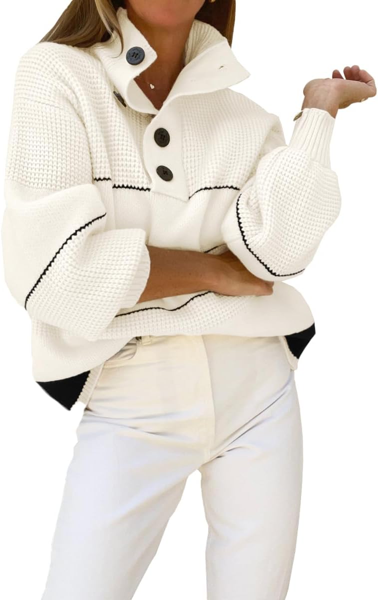 Chouyatou Women's Slouchy Waffle Knit Sweater for All Seasons