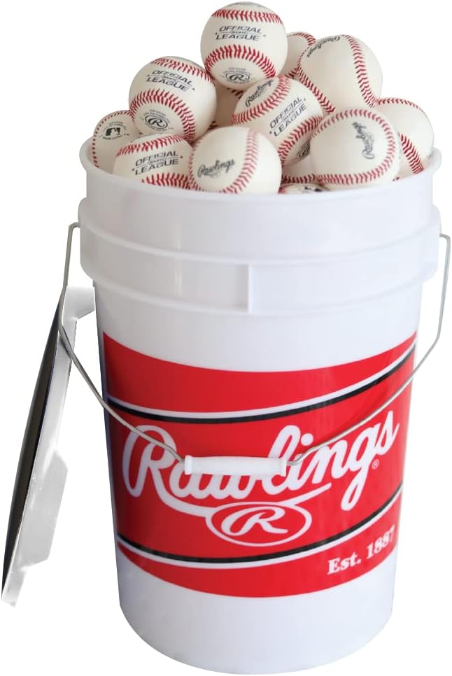 Rawlings Official League Baseballs in Bucket for Youth Teams