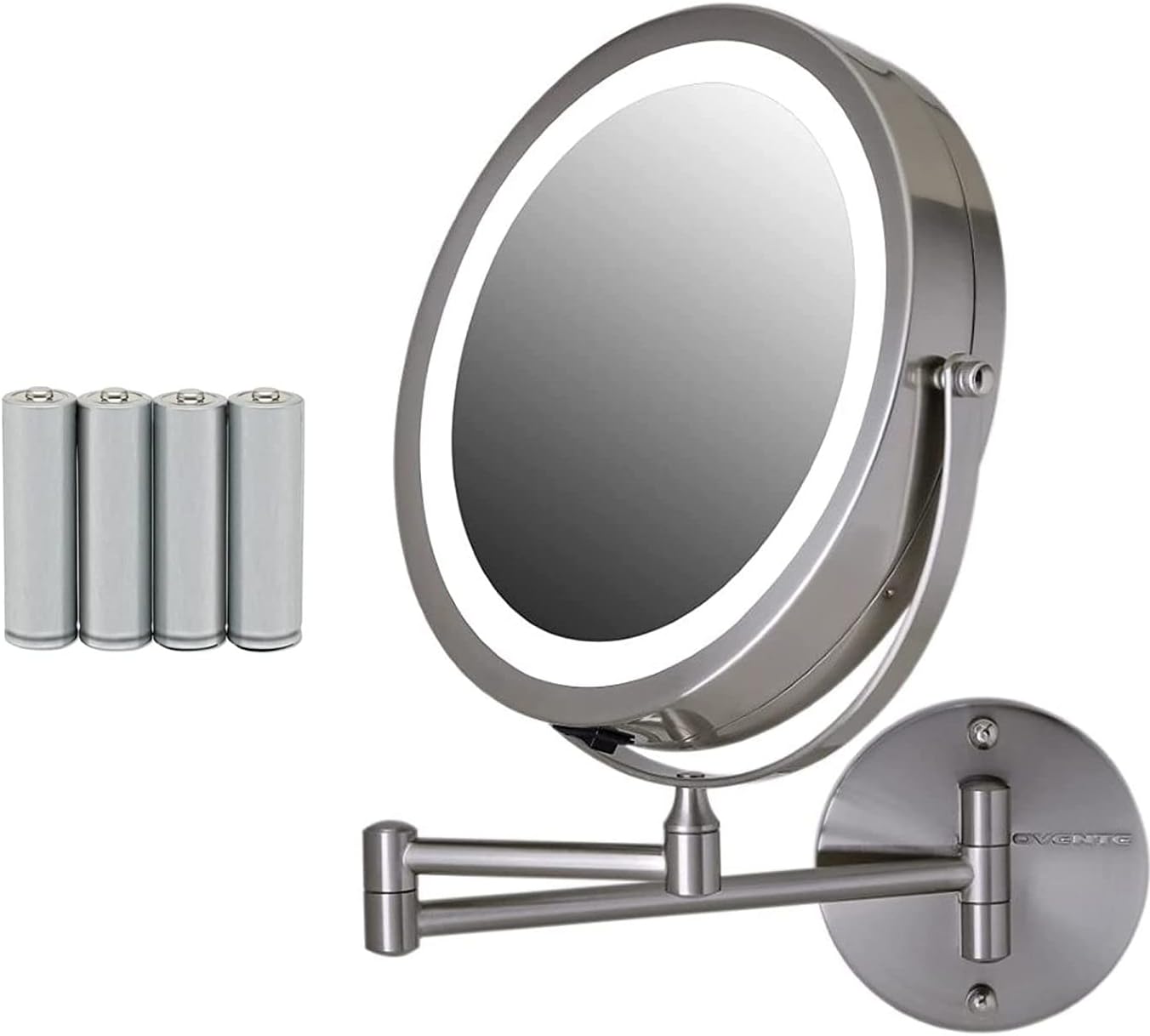 OVENTE Wall Mounted Lighted Makeup Mirror with 360 Rotation