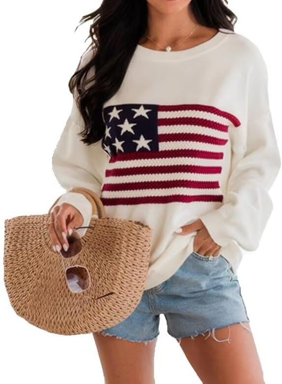 Stylish American Flag Sweater for Women by Dressmine - Cozy Knit