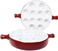 Ceramic escargot baking plate set of 2 - oven safe, deeper wells